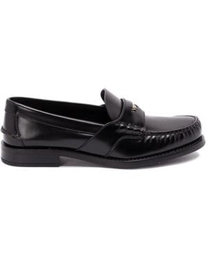 Prada Brushed Leather Loafers - White