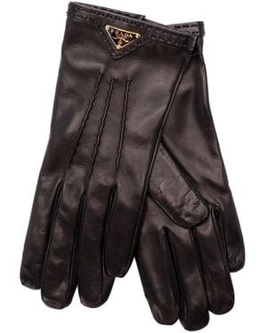 Prada Leather Gloves - Gray