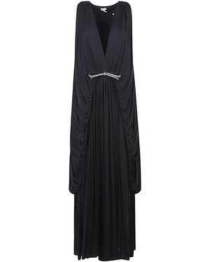 Loewe Silk Draped Long Dress - Blue