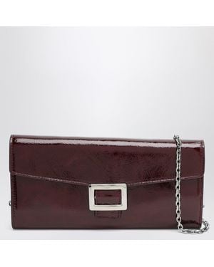 Roger Vivier Belle Vivier Dark Patent Wallet With Chain - Brown