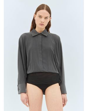 Max Mara Silk Bodysuit Shirt - Gray