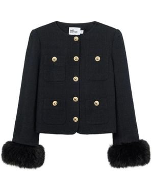 Self-Portrait Tweed Jacket - Black