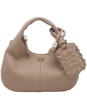 Ganni Mini Logo Hobo Bag - Gray