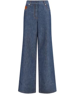 Fendi Jeans Wide-Leg Chambray - Blue