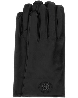 Gucci Leather Gloves With Double G - Black
