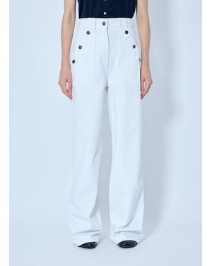 Max Mara Button-Detail High-Waisted Pants - Blue