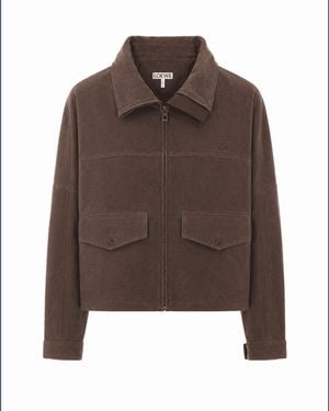 Loewe L Logo Suede Goatskin Jacket - Brown