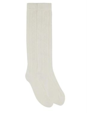 Valentino Perforated Cotton Socks With Vlogo - White