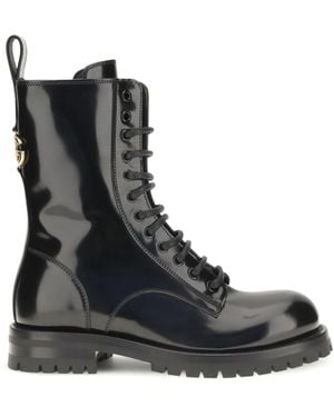 Dolce & Gabbana Dolce & Gabbana Leather Lace-Up Booties - Black