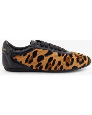 Dolce & Gabbana Dolce & Gabbana Ponyskin Sneakers With Metal Dg Logo - White