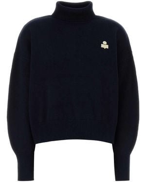 Isabel Marant Midnight Cotton Blend Oversize Nasha Sweater - Blue