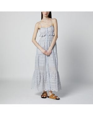 Isabel Marant Light Paule Long Cotton Dress With Lace - Gray