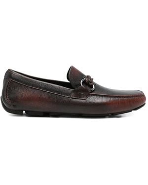 Ferragamo Front4 Sfumato Leather Driver Loafers - White