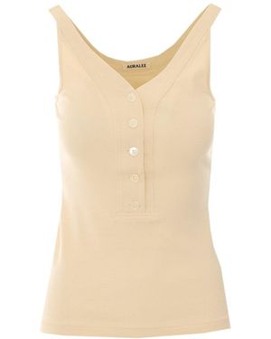 AURALEE Organic Cotton Fine Rib Tank - Natural