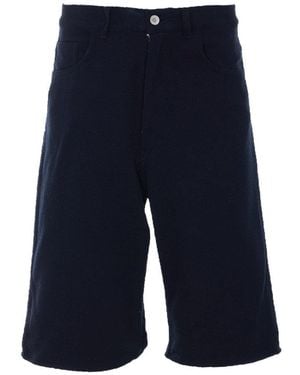 AURALEE Silk Denim Wide Shorts - Blue