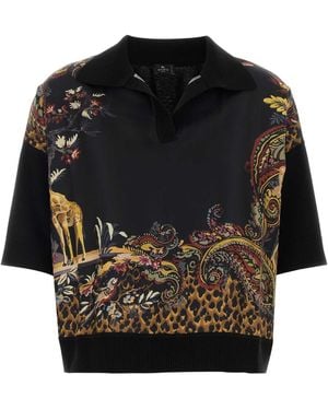 Etro Wool Blend Polo Shirt - Black