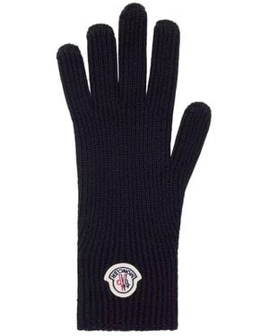 Moncler Logo-Detailed Wool Gloves - Blue