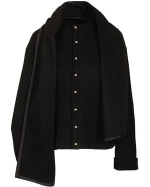 Celine Wool Jacket With Removable Scarf - Black