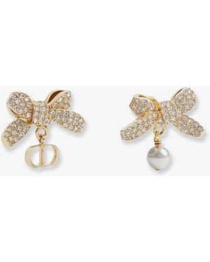 Dior Dior Metal Earrings With Pearls And Crystals - Natural