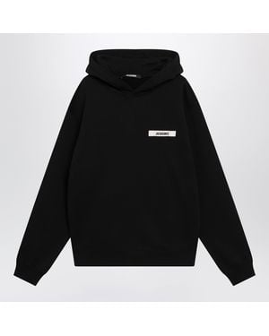 Jacquemus Hoodie With Grosgrain Logo - Black