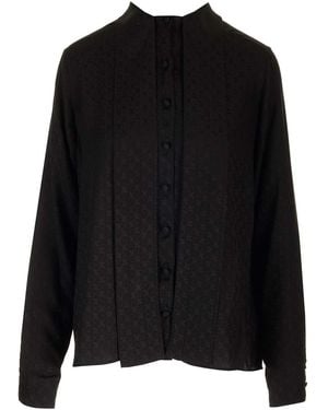 Palm Angels Monogram Silk Blouse - Black