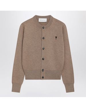 Ami Paris Camel Ami De Coeur Wool Cardigan - Brown