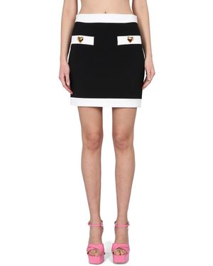 Moschino Heart Buttons Crepe Miniskirt - Black
