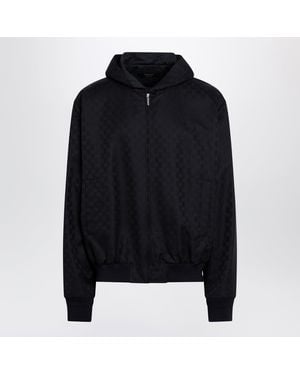 Gucci Ultramarine Gg Cotton Canvas Zip Hooded Jacket - Black
