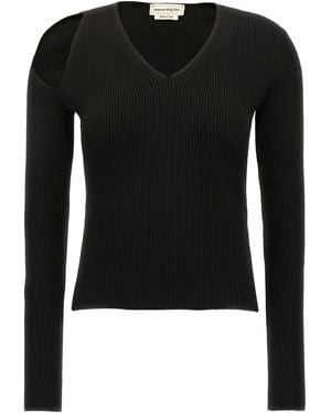 McQueen Mcqueen Cut-Out Sweater - Black
