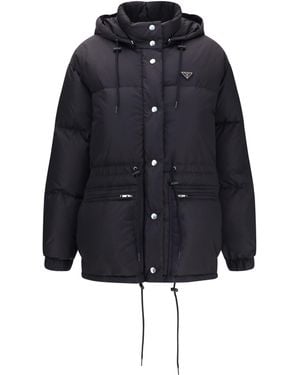Prada Padded High-Collar Jacket - Blue