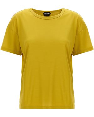 Tom Ford Relaxed Silk T-Shirt With Crew Neck - Yellow