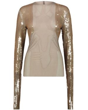 Rick Owens Sequined Top - Natural