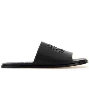 Loewe Paula's Ibiza Leather Paula S Ibiza Flex Slippers - Black
