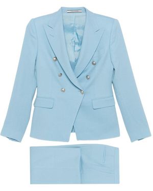 Tagliatore Linen Double-Breasted Suit - Blue