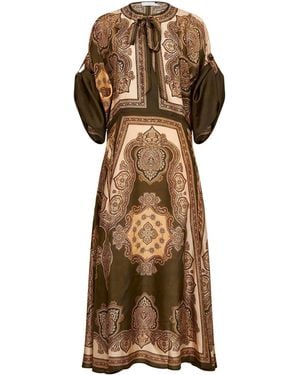 Zimmermann Paisley-Print Silk Habotai Mahon Midi Tunic Dress - Green