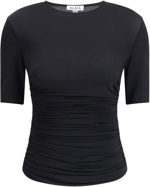 Tシャツ・カットソー Alaia Pleats T-Shirt Alaïa Alaã¯A Knit T-Shirt in Gray | Lyst