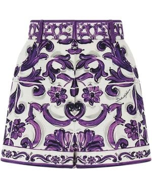 Dolce & Gabbana 'Maiolica' Print Bermuda Shorts - Purple