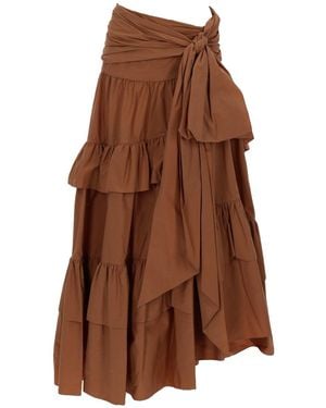 Chloé Tiered Ruffled Maxi Skirt - Brown