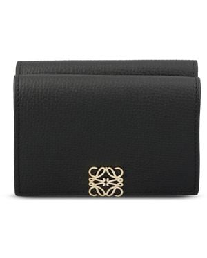 Loewe Anagram Leather Trifold Wallet - Black