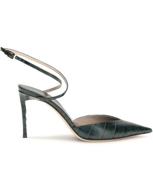 Tom Ford Crocodile-Print Leather Pumps - White
