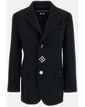 Junya Watanabe Wool-Cashmere Jewel Button Single-Breasted Jacket - Black