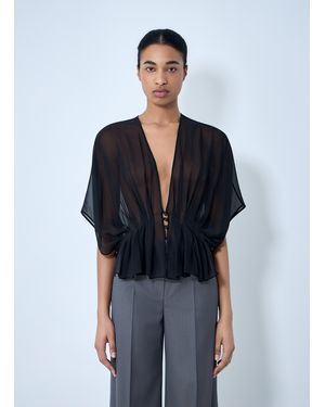Max Mara Sheer Button-Front Blouse - Blue