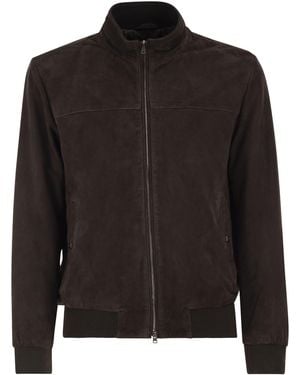 Herno Suede Goatskin Bomber Jacket - Black