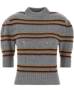 Marni Embroidered Cashmere Sweater - Gray