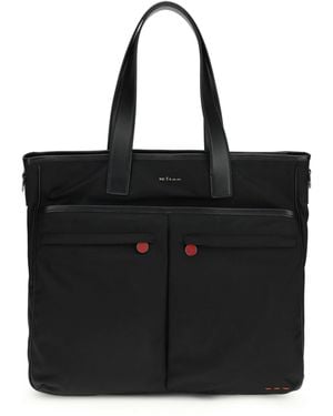 Kiton Leather-Trimmed Tote Bag - Black