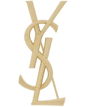 Saint Laurent Metallic Cassandre Broche With Rear Closure