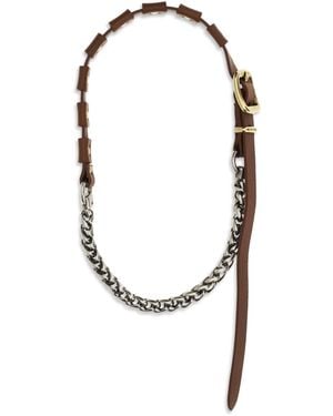 Miu Miu Leather Necklace With Buckle — Tobacco Calf Necklaces - White