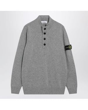 Stone Island Melange Wool Blend Sweater - Gray