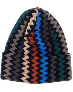 Missoni Beanie With Striped Design - Blue