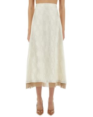 Fendi Ff Silk Skirt - Natural